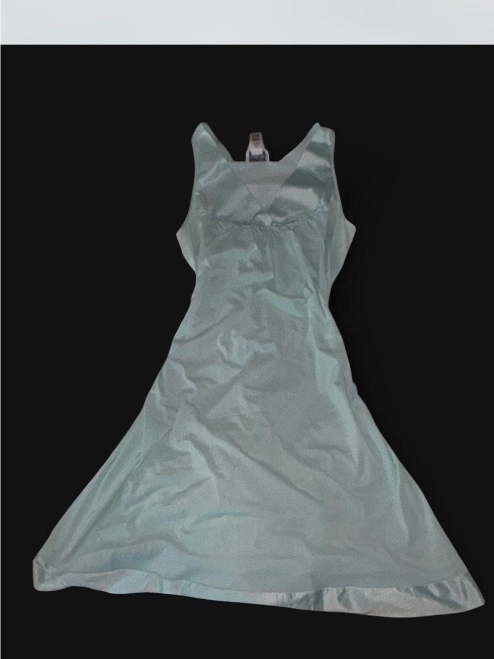 Vintage Vanity Fair Light Blue Satin Chemise with V-Neck